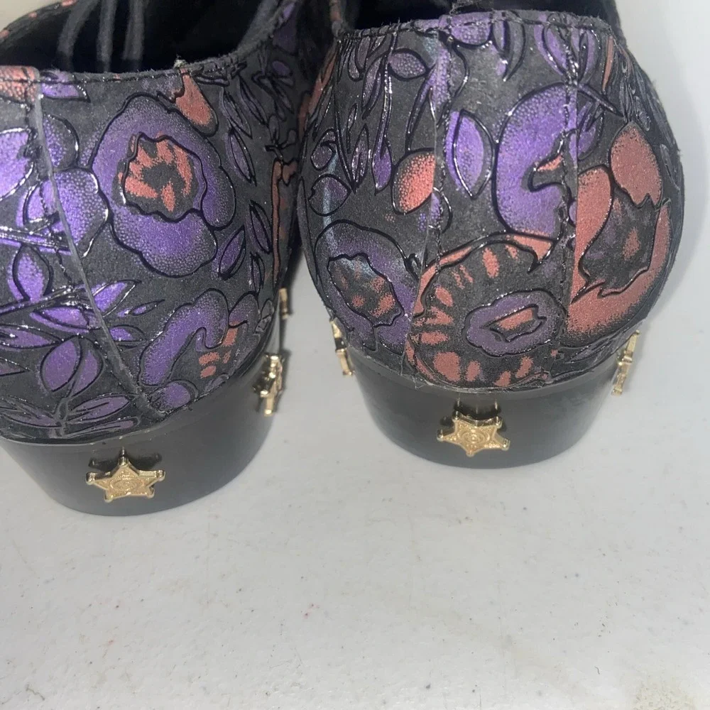 CH KWOK Mens Pointed Toe Floral Gold Cap Shoes Leather Nightclub Party Sz46 12 - Picture 6 of 12